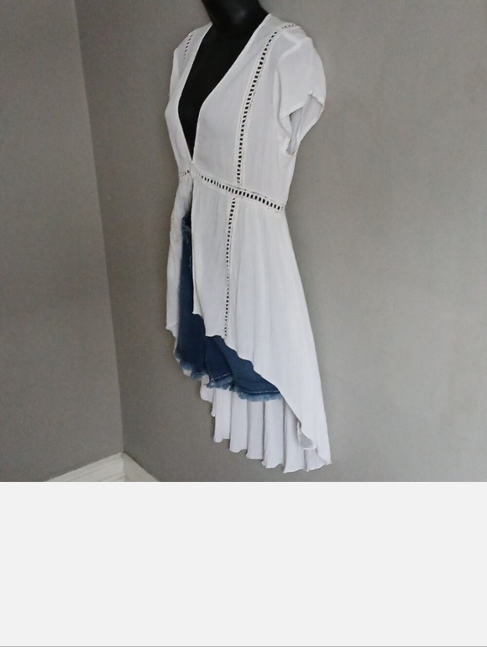 Guess White V-Neck Blouse